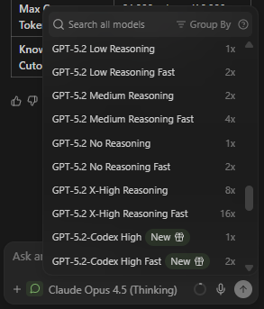 Windsurf Cascade modes showing Code, Chat, and various operational options